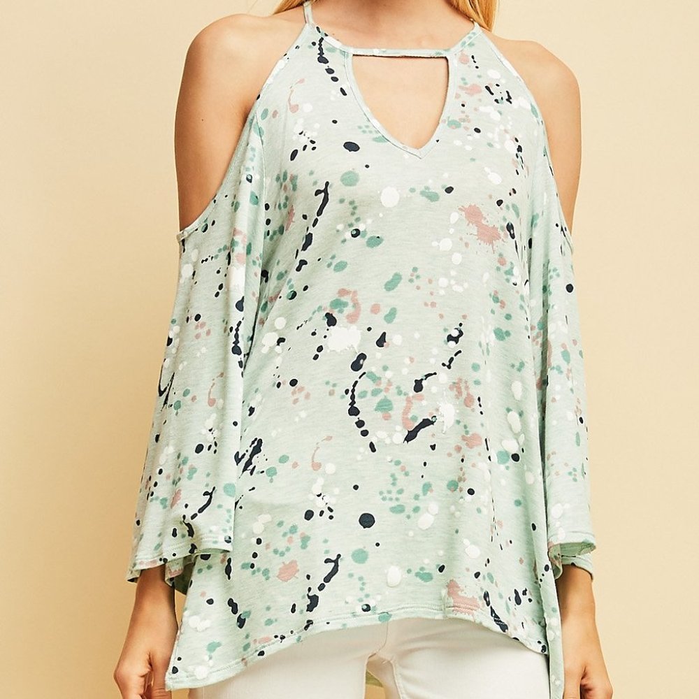 Cold Shoulder Spring Confetti Top - Picture 3 of 8